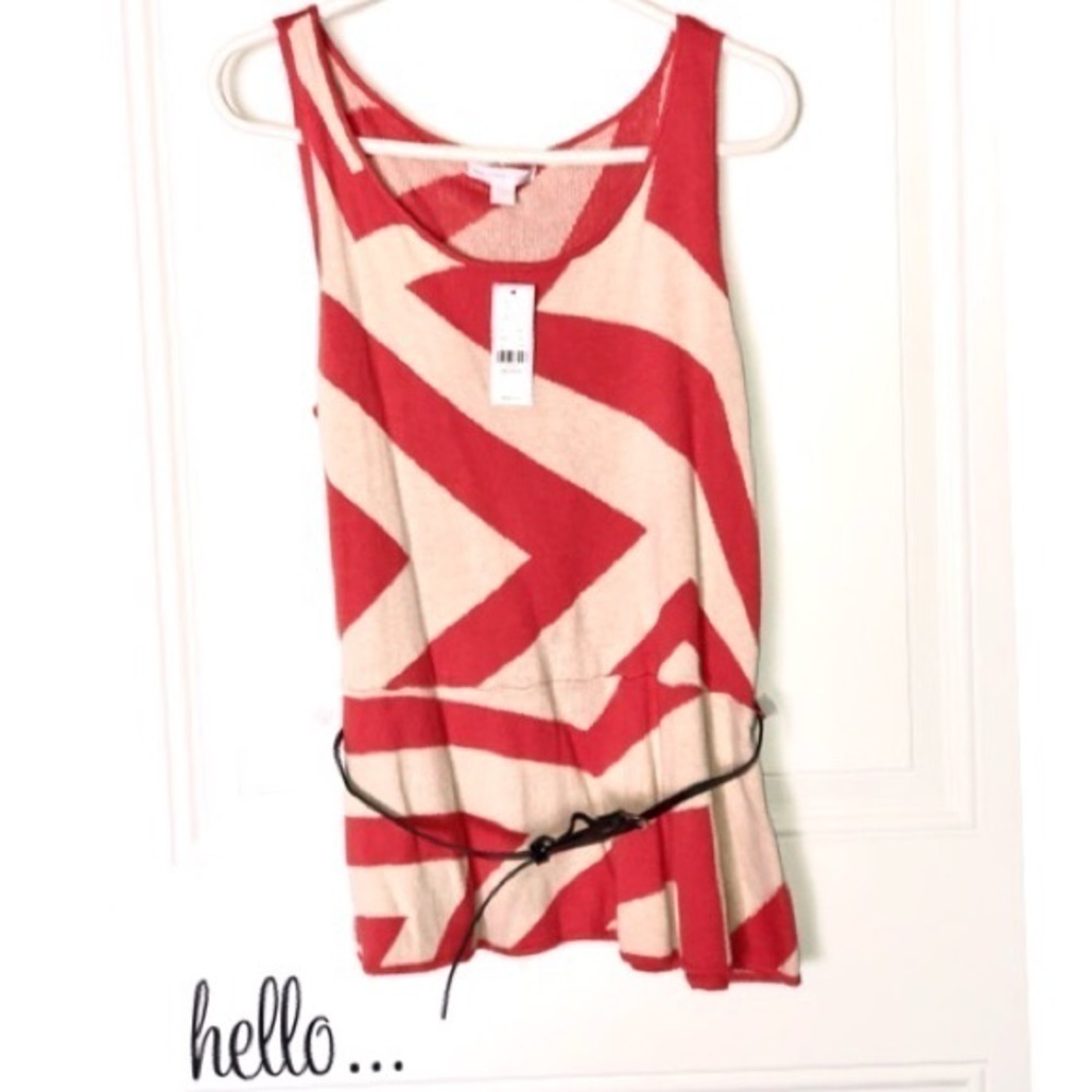 New York & Co. Tank Zig Zag Sweater with belt MEDIUM
